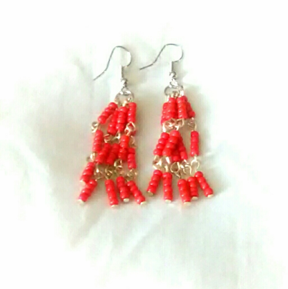 Red Chandelier Earrings